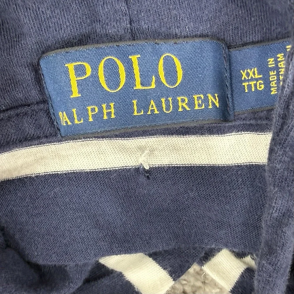 Polo Ralph Lauren Hoodie Mens XXL Navy/Green Striped Nautical Preppy Lightweight